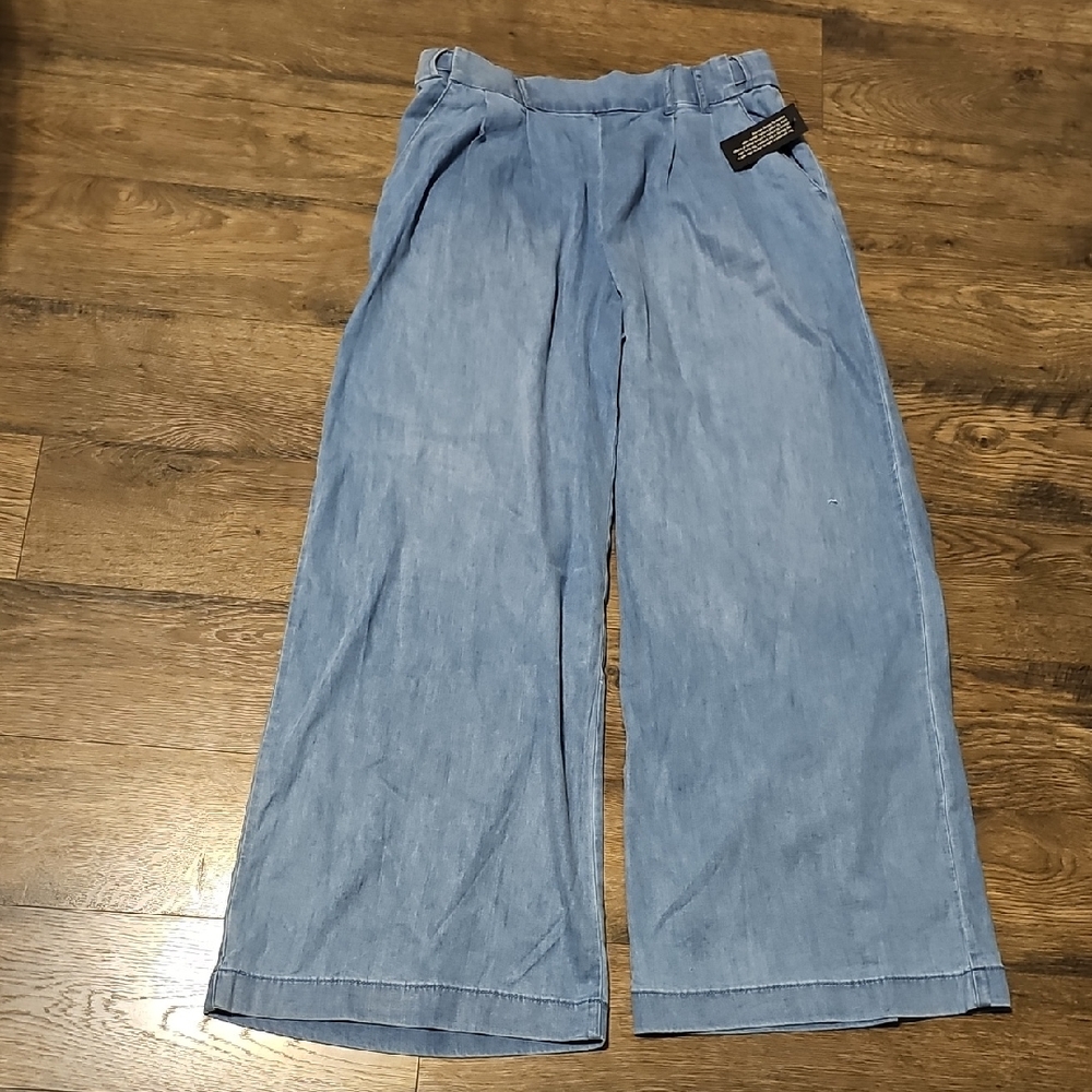 NWT Studio Park Light Blue Jeans Pants flare Wide Elastic Waist Medium Pregnancy